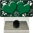 Paw Heart Green White Novelty Metal Hat Pin