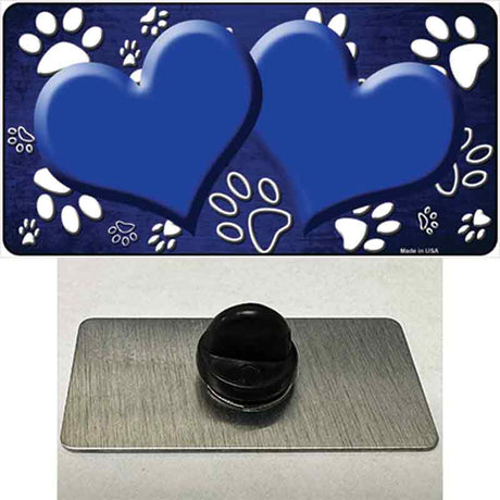 Paw Heart Blue White Novelty Metal Hat Pin