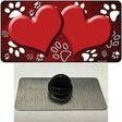 Paw Heart Red White Novelty Metal Hat Pin