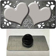 Paw Heart Gray White Novelty Metal Hat Pin