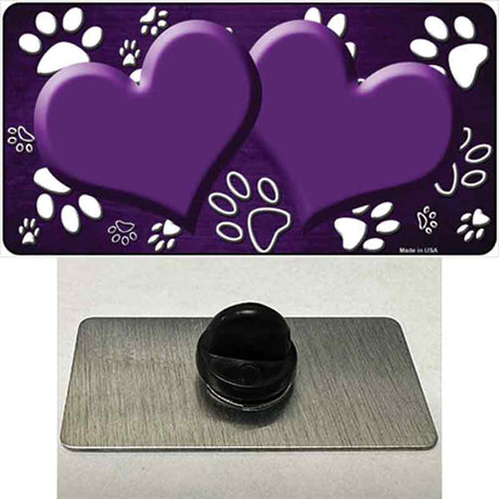 Paw Heart Purple White Novelty Metal Hat Pin