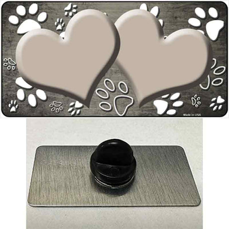 Paw Heart Tan White Novelty Metal Hat Pin