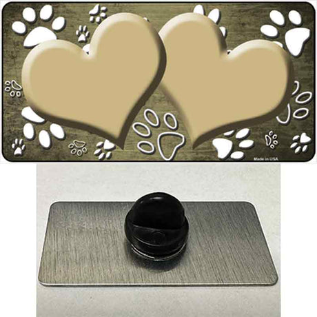 Paw Heart Gold White Novelty Metal Hat Pin