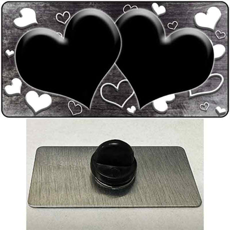 Black White Love Hearts Oil Rubbed Novelty Metal Hat Pin