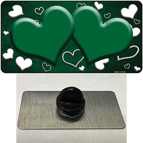 Green White Love Hearts Oil Rubbed Novelty Metal Hat Pin