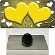 Yellow White Love Hearts Oil Rubbed Novelty Metal Hat Pin