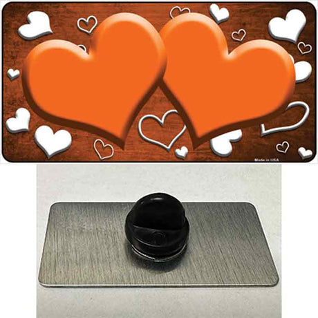 Orange White Love Hearts Oil Rubbed Novelty Metal Hat Pin