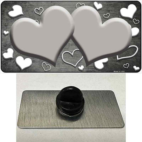 Gray White Love Hearts Oil Rubbed Novelty Metal Hat Pin