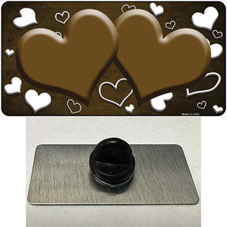 Brown White Love Hearts Oil Rubbed Novelty Metal Hat Pin