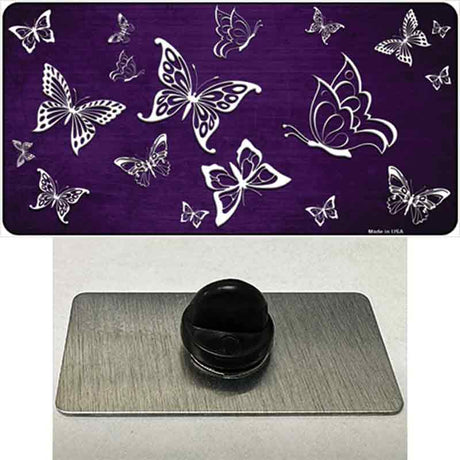 Purple White Butterfly Oil Rubbed Novelty Metal Hat Pin