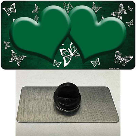 Green White Hearts Butterfly Oil Rubbed Novelty Metal Hat Pin