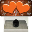 Orange White Hearts Butterfly Oil Rubbed Novelty Metal Hat Pin