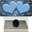 Light Blue White Hearts Butterfly Oil Rubbed Novelty Metal Hat Pin