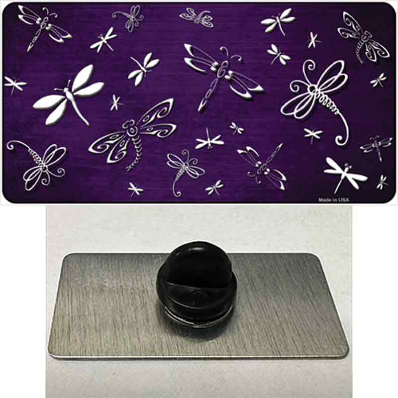 Purple White Dragonfly Oil Rubbed Novelty Metal Hat Pin