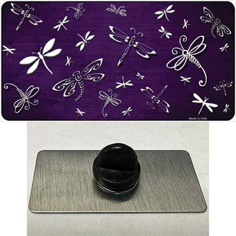 Purple White Dragonfly Oil Rubbed Novelty Metal Hat Pin