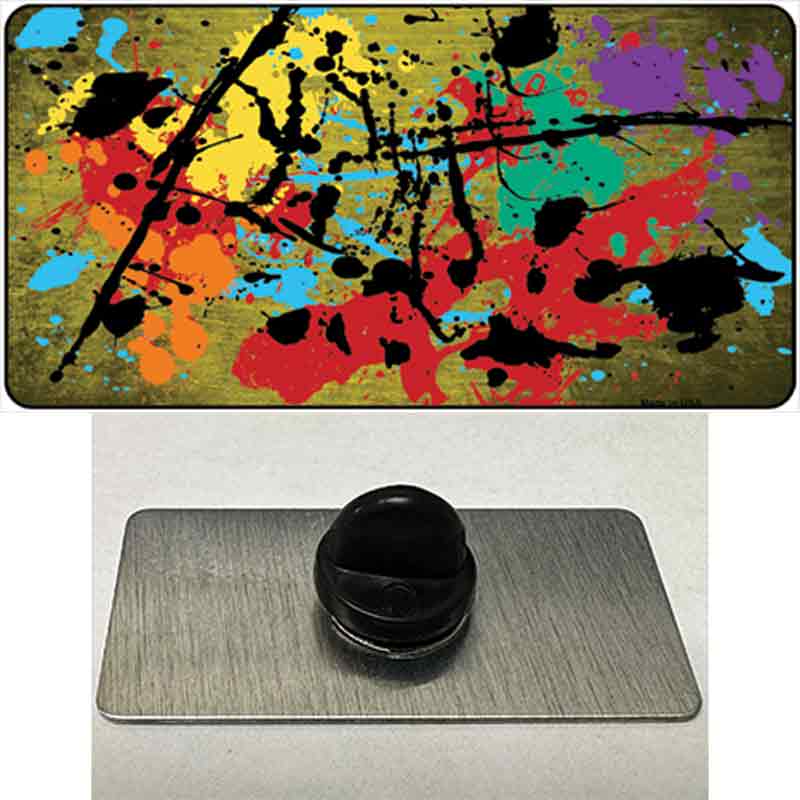 Yellow Splatter Oil Rubbed Novelty Metal Hat Pin