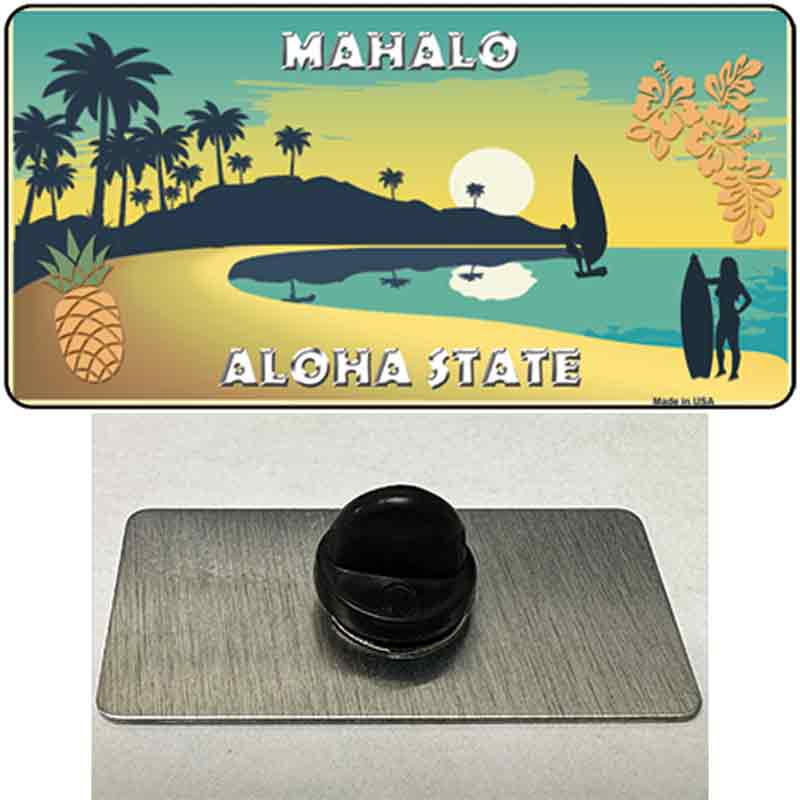 Mahalo Pineapple Hawaii Blank State Novelty Metal Hat Pin