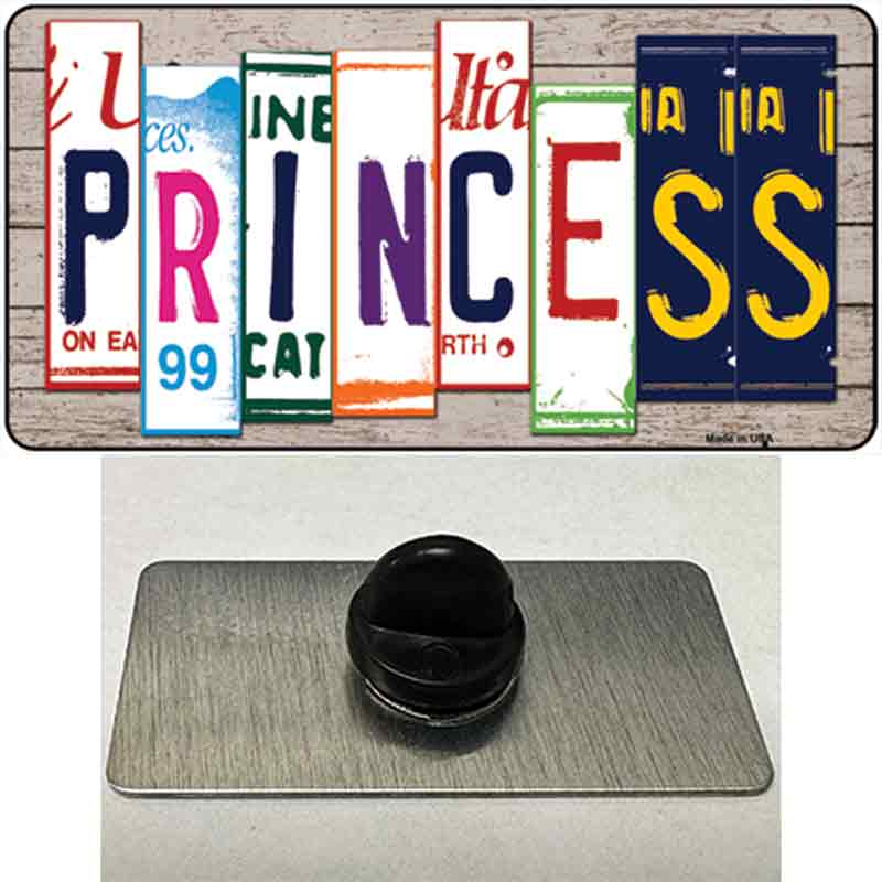 Princess License Plate Art Wood Novelty Metal Hat Pin