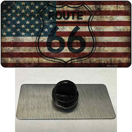 Route 66 American Flag Transparent Novelty Metal Hat Pin