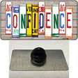 Confidence Wood License Plate Art Novelty Metal Hat Pin