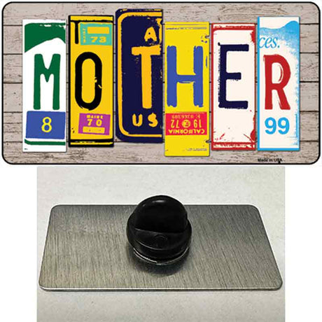 Mother Wood License Plate Art Novelty Metal Hat Pin