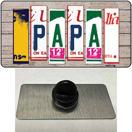 Papa Wood License Plate Art Novelty Metal Hat Pin