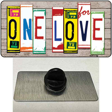 One Love Wood License Plate Art Novelty Metal Hat Pin