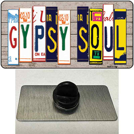 Gypsy Soul Wood License Plate Art Novelty Metal Hat Pin