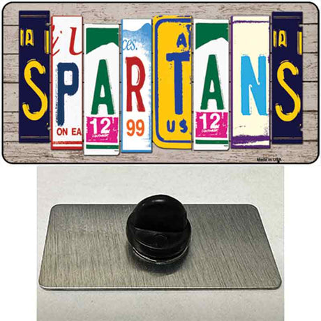 Spartans Wood License Plate Art Novelty Metal Hat Pin