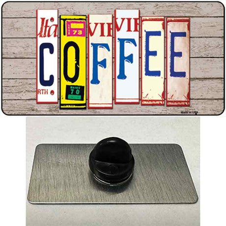 Coffee Wood License Plate Art Novelty Metal Hat Pin