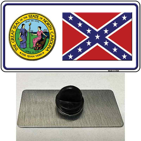 Confederate Flag North Carolina Seal Novelty Metal Hat Pin