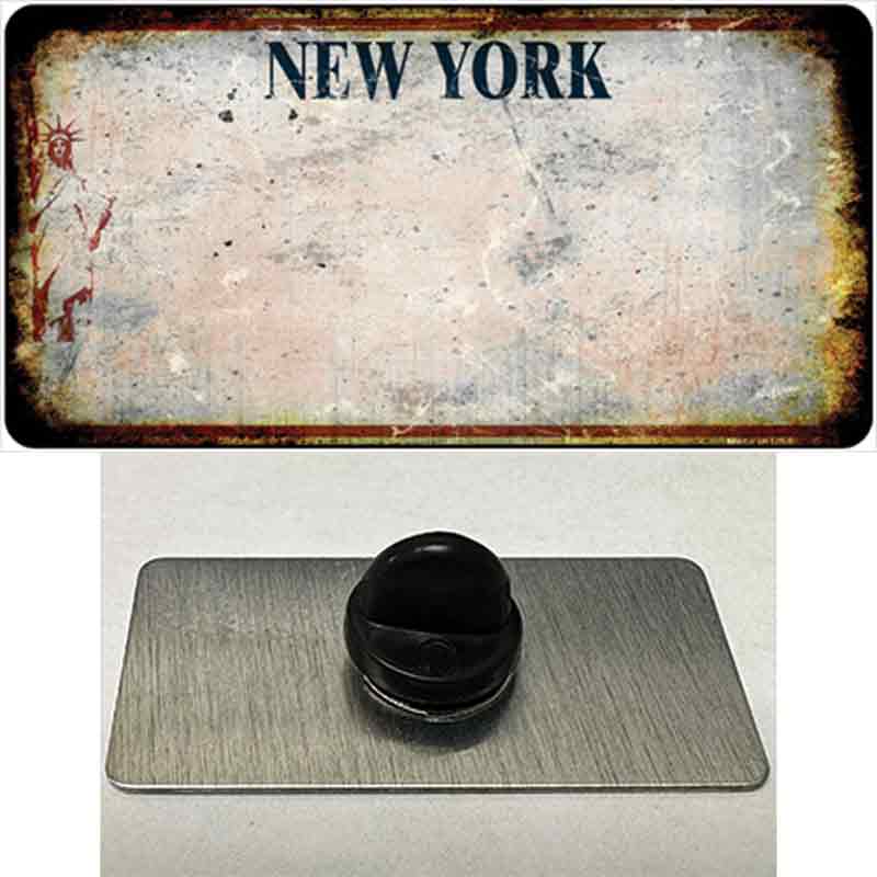 New York White Rusty Blank Novelty Metal Hat Pin