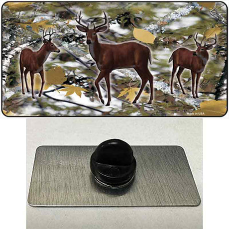 Deer On Camo Novelty Metal Hat Pin