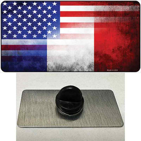 United States France Flag Fade Novelty Metal Hat Pin