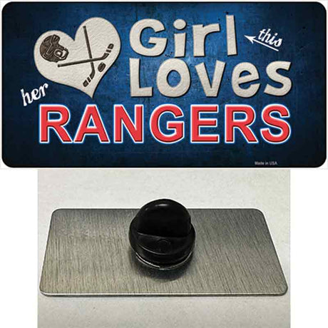 This Girl Loves Her Rangers Blue Novelty Metal Hat Pin