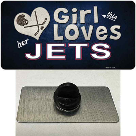 This Girl Loves Her Jets Hockey Novelty Metal Hat Pin