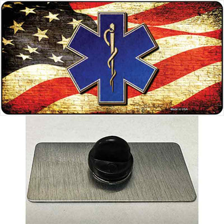 EMT Logo With USA Flag Novelty Metal Hat Pin