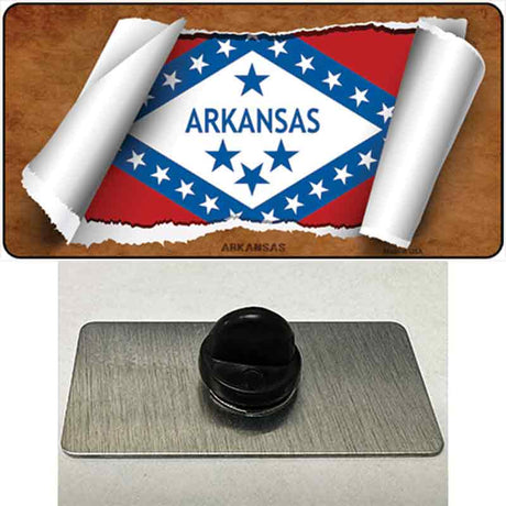 Arkansas Flag Scroll Novelty Metal Hat Pin