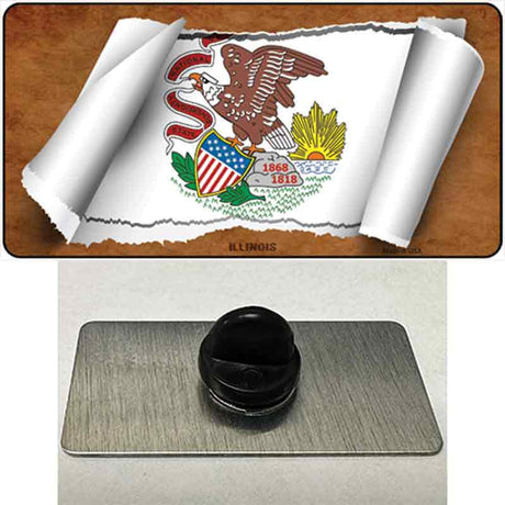 Illinois Flag Scroll Novelty Metal Hat Pin