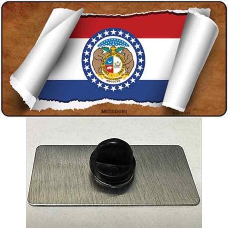 Missouri Flag Scroll Novelty Metal Hat Pin