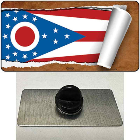 Ohio Flag Scroll Novelty Metal Hat Pin