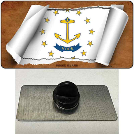 Rhode Island Flag Scroll Novelty Metal Hat Pin