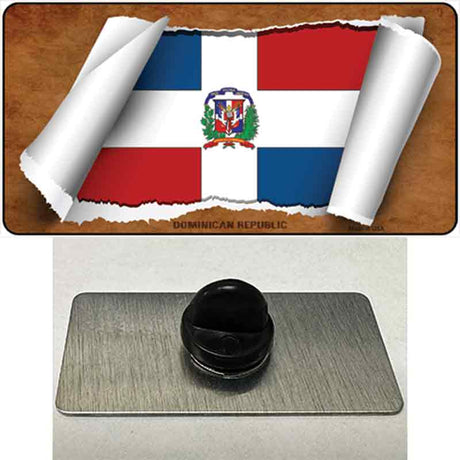 Dominican Republic Flag Scroll Novelty Metal Hat Pin