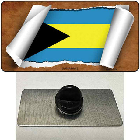 Bahamas Flag Scroll Novelty Metal Hat Pin