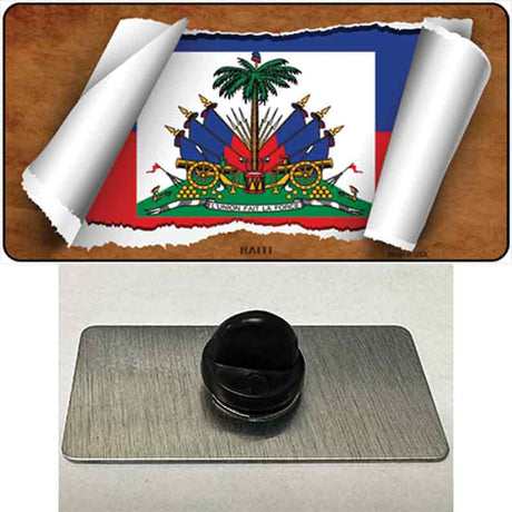 Haiti Flag Scroll Novelty Metal Hat Pin