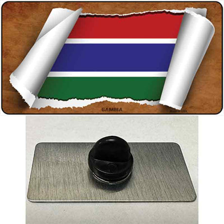 Gambia Flag Scroll Novelty Metal Hat Pin