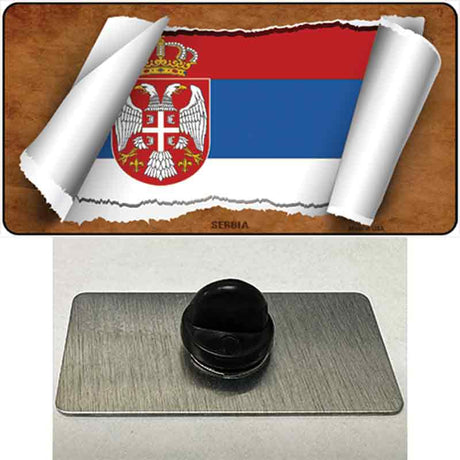 Serbia/Eagle Flag Scroll Novelty Metal Hat Pin