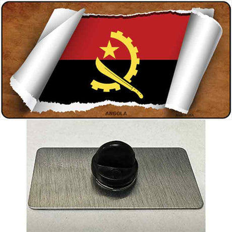 Angola Flag Scroll Novelty Metal Hat Pin