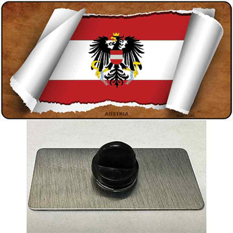 Austria Flag Scroll Novelty Metal Hat Pin