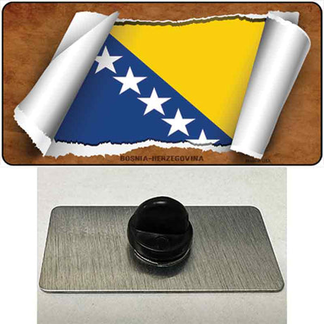 Bosnia-Herzegovina Flag Scroll Novelty Metal Hat Pin